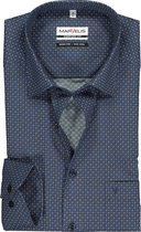 MARVELIS comfort fit overhemd - blauw met geel fijn gebloemd - Strijkvrij - Boordmaat: 40