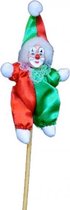 clown op stok 10 cm rood/groen