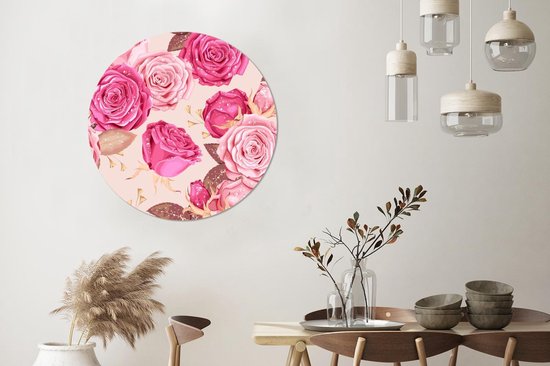 WallCircle - Cercle mural - Cercle mural - Roses - Fleurs - Motif - Aluminium - Dibond - 90x90 cm - Intérieur et Extérieur