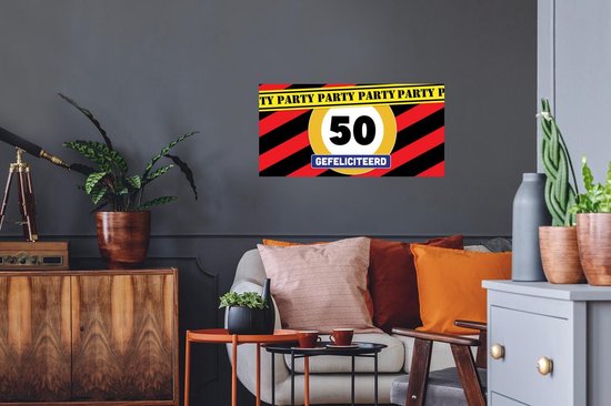 Stickers muraux - Film autocollant - Anniversaire - Décoration 50 ans - Panneau de signalisation - 80x40 cm - Film adhésif - Stickers muraux Chambre d'enfant - Papier peint autocollant - Papier peint autocollant - Film autocollant