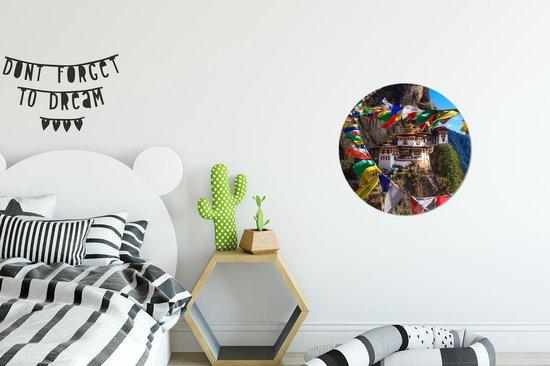 Wall Circle - Wall Circle Indoor - ⌀ 30 cm - Plastique - Bhoutan - Drapeaux - Montagnes