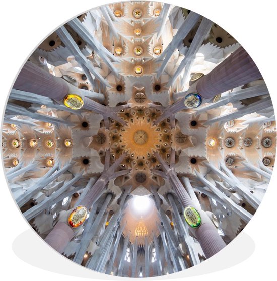 WallCircle - Wandcirkel ⌀ 30 - Barcelona - Sagrada Familia - Spanje - Ronde schilderijen woonkamer - Wandbord rond - Muurdecoratie cirkel - Kamer decoratie binnen - Wanddecoratie muurcirkel - Woonaccessoires