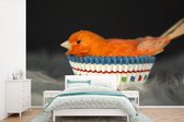 Behang - Fotobehang Vogel - Cupcake vormpjes - Portret - Breedte 525 cm x hoogte 350 cm