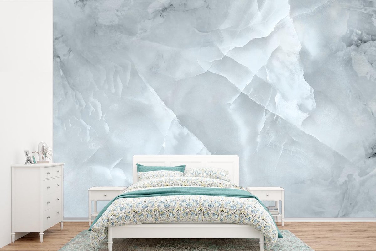 Behang - Fotobehang Marmer - Luxe - Wit - Breedte 600 cm x hoogte 400 cm