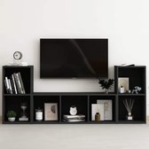 3-delige Tv-meubelset spaanplaat zwart