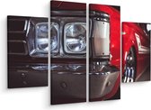 Schilderij - Koplampen op een oude auto, 4 luik, premium print