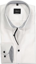 VENTI modern fit overhemd - wit (zwart contrast) - Strijkvrij - Boordmaat: 40