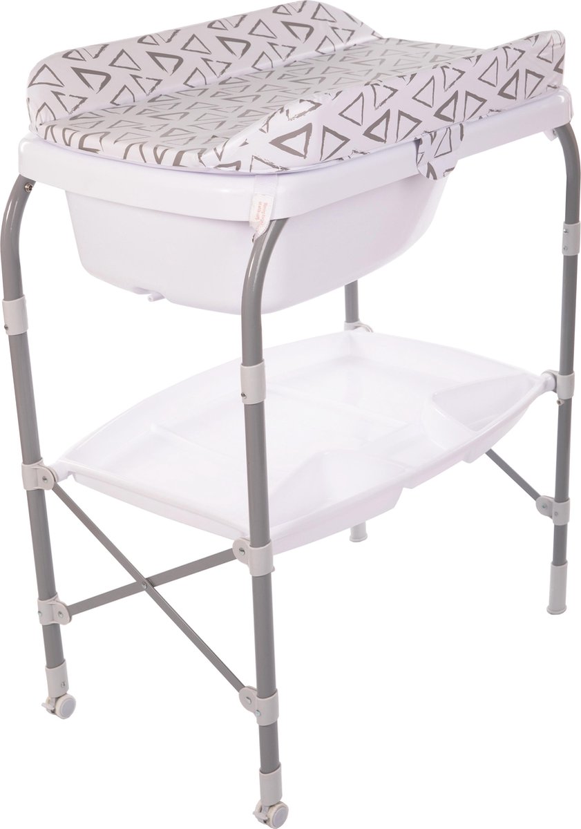 Goedkoopste Bo Jungle - Verzoringstafel met bad 2 in 1 - Badcommode - Compact - Inklapbaar Badmeubel - Grote Opbergruimte - Vast verschoonkussen - 0 - 3 jaar- Luxury Folding Table Monaco Grijs
