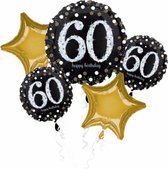 folieballonnen Sparkling Birthday 60 zwart/goud 5-delig