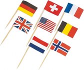 prikkers wereldvlaggen 6,5 cm papier/hout 30 stuks