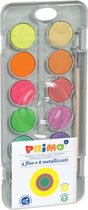 waterverfdoos junior 12 kleuren metallic/fluor
