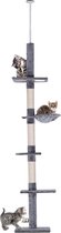 Krabpaal - In hoogte verstelbaar - Kattenkrabpaal - Krabpaal voor katten - Kattenspeeltjes - Katten - Grijs - 40x30x (230–260) cm