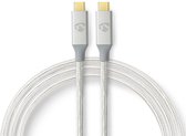 USB-Kabel | USB 3.2 Gen 2x2 | USB-C™ Male | USB-C™ Male | 20 Gbps | Verguld | 2.00 m | Rond | Gebreid / Nylon | Zilver | Cover Window Box