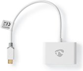 USB-Adapter | USB 3.1 Gen1 | USB-C™ Male | 2x USB-A | 1000 Mbps | 0.20 m | Rond | Verguld | PVC | Wit | Polybag