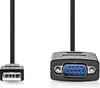 Nedis RS232-Converter - USB-A Male - RS232 - Vernikkeld - 0.90 m - Rond - PVC - Zwart - Doos