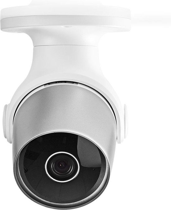 Nedis SmartLife Camera voor Buiten - Wi-Fi - Full HD 1080p - IP65 - Cloud Opslag (optioneel) / microSD (niet inbegrepen) - 12 V DC - Met bewegingssensor - Nachtzicht - Wit / Zilver - Nedis