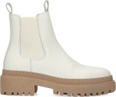 Manfield - Dames - Off white leren chelsea boots met bruine zool - Maat 40