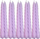 10 stuks lila glanzend gelakte spiraal dinerkaarsen - twisted candles 230/22 (7 uur)