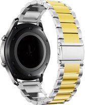 Strap-it Stalen schakel bandje 22mm - RVS bandje geschikt voor Samsung Galaxy Watch 46mm / Galaxy Watch 3 45mm / Gear S3 Classic & Frontier - Amazfit GTR 47mm / GTR 2 / GTR 3 - Pro - OnePlus Watch - zilver/goud