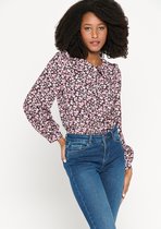 LOLALIZA Hemd met fijne bloemetjesprint - Zwart - Maat 48