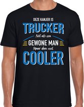 Deze kanjer is trucker net als een gewone man maar dan veel cooler t-shirt zwart - heren - beroepen / vaderdag / cadeau shirts M