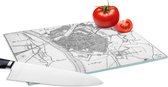 Planche à découper en Verres - Glas - Carte historique de la ville de Zutphen - noir et blanc - Planches à découper