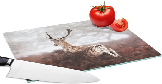 Planche à découper en Verres - 28x20 - Cerf - Nature - Brouillard - Planches à découper en Glas