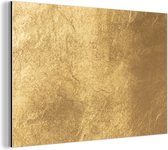 Wanddecoratie Metaal - Aluminium Schilderij Industrieel - Lichtval op een gouden muur - 150x100 cm - Dibond - Foto op aluminium - Industriële muurdecoratie - Voor de woonkamer/slaapkamer