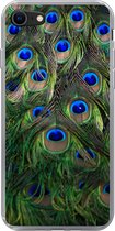Geschikt voor iPhone 8 hoesje - Close-up van veren van een pauw - Siliconen Telefoonhoesje