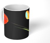 Mok - Gele tulpen met een zwarte achtergrond - 350 ML - Beker