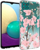 iMoshion Design voor de Samsung Galaxy A22 (5G) hoesje - Bloem - Roze / Groen