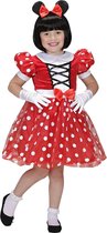 Widmann - Mickey & Minnie Mouse Kostuum - Minnie Vriendinnetje Van Mickey Muis - Meisje - rood,wit / beige - Maat 104 - Carnavalskleding - Verkleedkleding