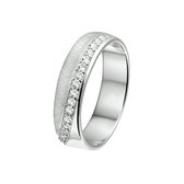 The Jewelry Collection Ring Gescratcht Zirkonia - Zilver