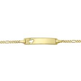 The Jewelry Collection Graveerarmband - Hart Figaro Plaat 5,0 mm - Geelgoud kleurig (9 Krt.)