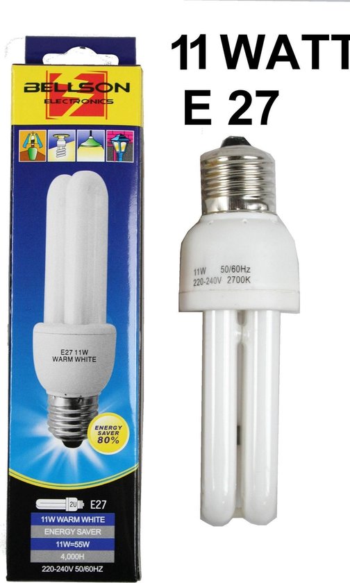 Benson Spaarlamp 2U E27 Warm White 11 Watt | bol.com