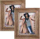 2x stuks houten fotolijst bruin geschikt voor een foto van 13 x 18 cm
