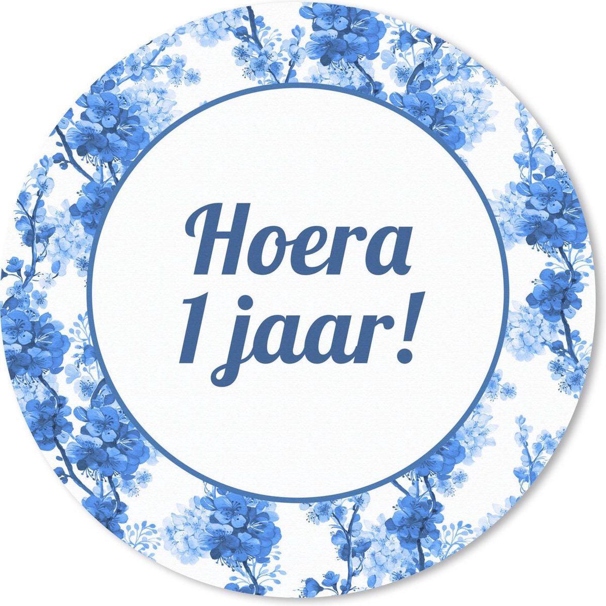 Muismat rond 40x40 cm - Mousepad Jubileum - 1 Jaar - Bloem - Ronde muismatten