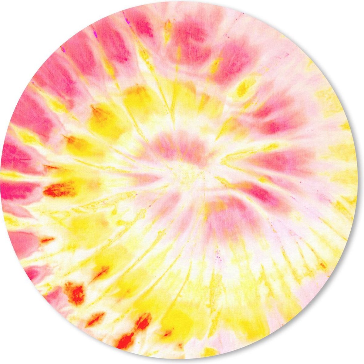 Muismat rond 50x50 cm - Mousepad Tie dye - Geel - Roze - Ronde muismatten