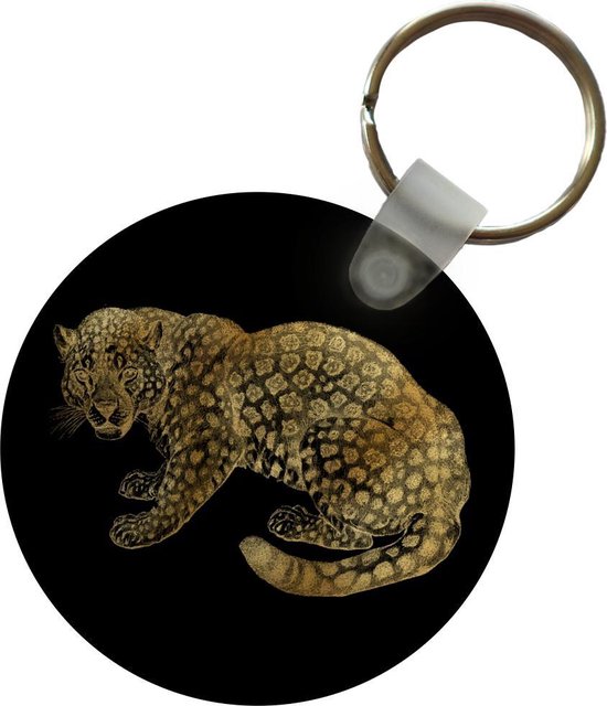 Sleutelhanger - Vintage - Jaguar - Zwart - Plastic - Rond - Uitdeelcadeautjes