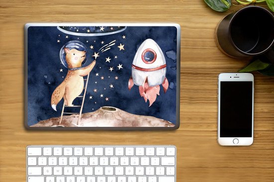 Sticker ordinateur portable - 11,6 pouces - Espace - Renard - Fusée