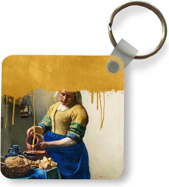 Sleutelhanger - Uitdeelcadeautjes - Melkmeisje - Goud - Vermeer - Plastic