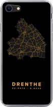 Geschikt voor iPhone 8 hoesje - Drenthe - Kaart - Goud - Zwart - Siliconen Telefoonhoesje