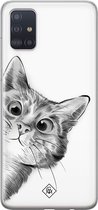 Samsung A51 hoesje siliconen - Peekaboo | Samsung Galaxy A51 case | wit | TPU backcover transparant