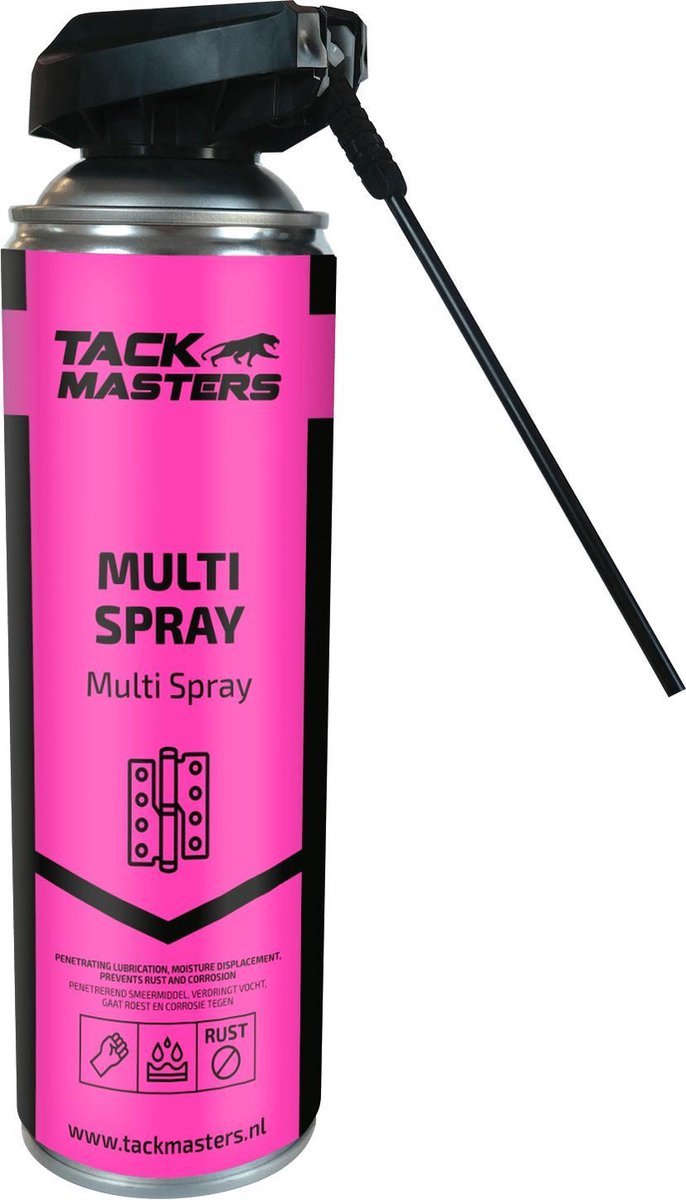 Goedkoopste Tackmasters - Multi Spray - 500ml Spuitbus - Zeer breed inzetbaar - Hoogwaardig smeermiddel - Professioneel smeermiddel - Beschermd tegen corrosie - Beschermd tegen water