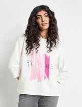 TAIFUN Dames Sweatshirt STRONGER TOGETHER Offwhite gemustert-44