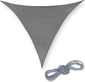 Relaxdays Schaduwdoek driehoek - HDPE - zonweringdoek - concaaf - privacydoek - grijs - 4 x 4 x 4 m