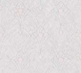 Livingwalls Mata Hari - Papier peint Art Deco - Ornements brillants - Gris rose crème - 1005 x 53 cm