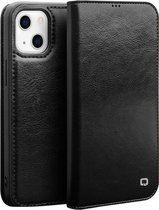 Qialino Genuine Leather Bookcase hoesje iPhone 13 Mini Zwart