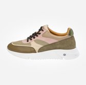 KUNOKA Ari Beige and Khaki - Sneakers Dames - maat 36 - Groen Bruin beige Roze Wit