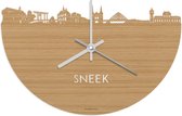 Skyline Klok Sneek Bamboe hout - Ø 40 cm - Woondecoratie - Wand decoratie woonkamer - WoodWideCities